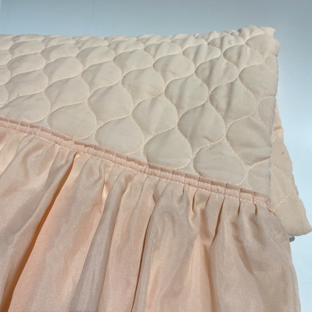 BLANKET, Bedspread - Retro Quilted Peach Satin